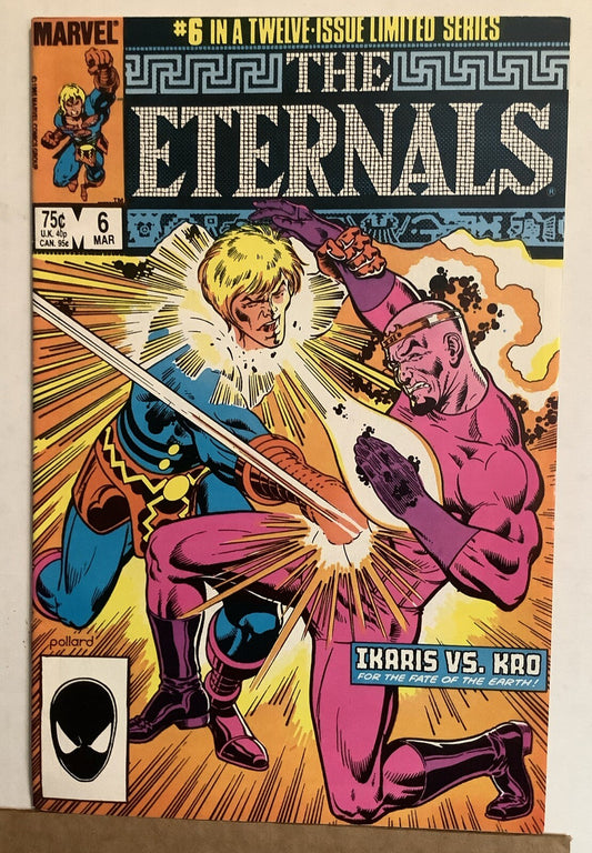 Eternals 6 Marvel Comics 1986 Ikaris vs Kro battle cover art