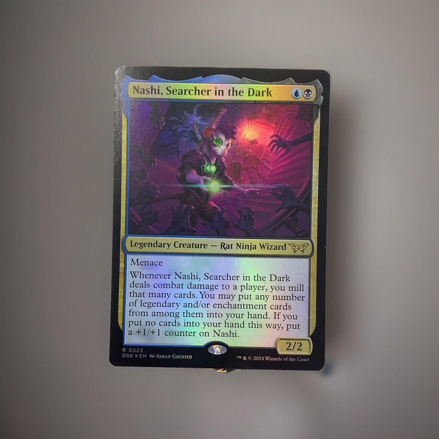 Nashi Searcher in the Dark MTG Duskmourn foil legendary creature card
