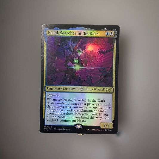 Nashi Searcher in the Dark MTG Duskmourn foil legendary creature card
