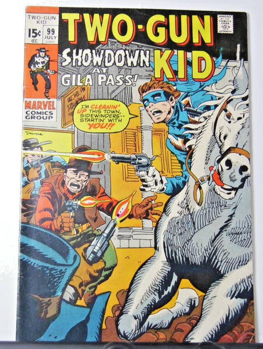 Two-Gun Kid #99 (1971) Marvel comic with gunslinger riding a horse in a western showdown
