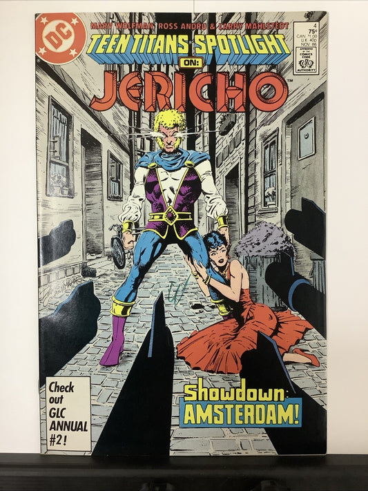 Teen Titans Spotlight on Jericho #4 comic book cover (DC Comics 1986)
