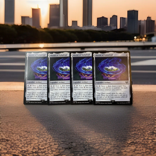 Four Mirror of Galadriel LTR 244 Magic the Gathering legendary artifact cards from The Lord of the Rings set.