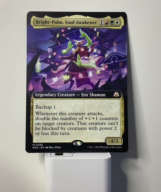 Bright-Palm Soul Awakener MOC 088 Extended Art Magic the Gathering legendary Fox Shaman card.