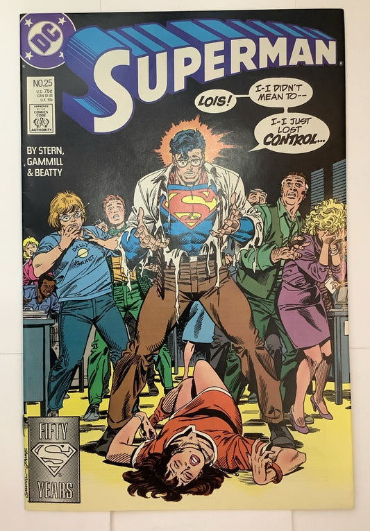 Superman #25 — DC Comics — January 1989 — Lois in danger cover — Direct Edition
