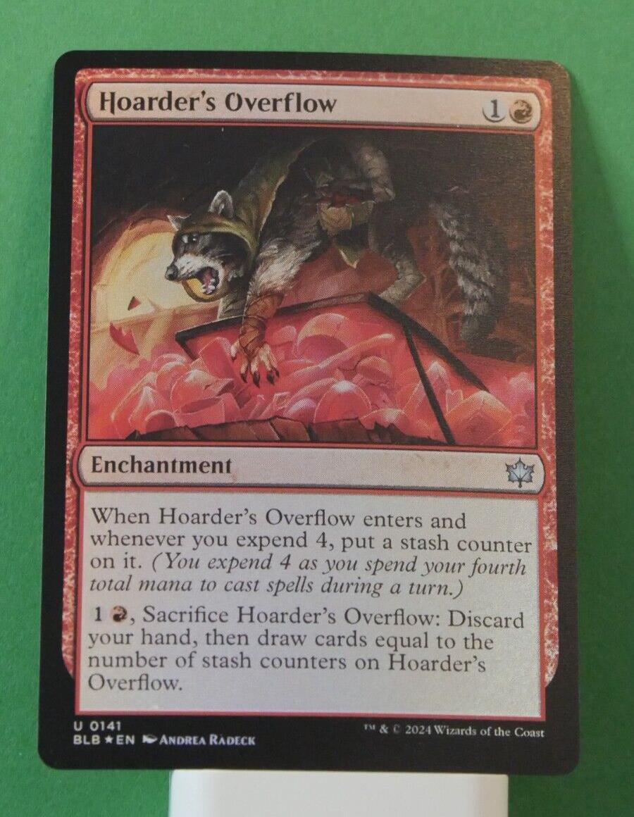 Shop Hoarder's Overflow Foil BLB 141 from Bloomburrow. Build stash counters and refill your hand with this MTG draw engine. DM Vault Co.