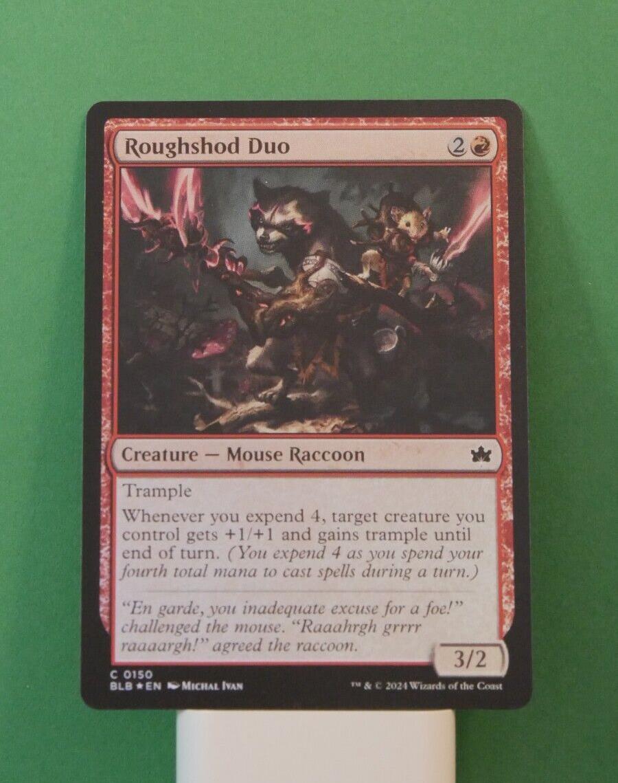 Roughshod Duo BLB 150 Foil MTG Mouse Raccoon creature card