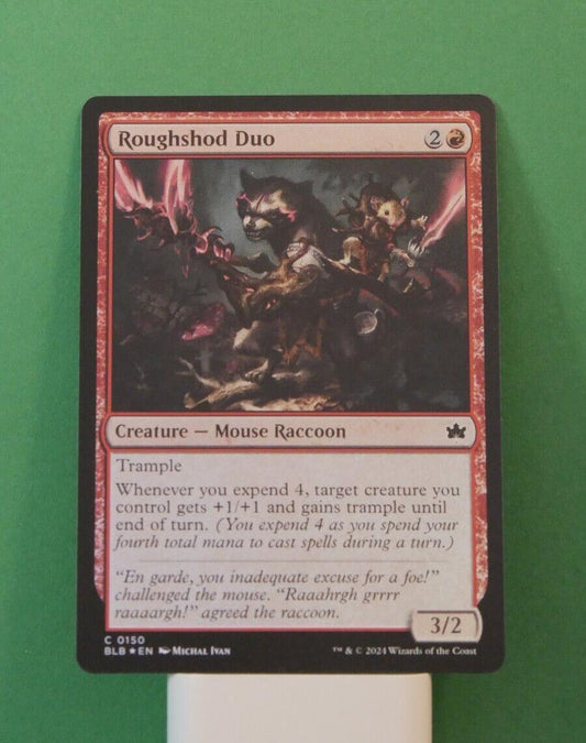 Roughshod Duo BLB 150 Foil MTG Mouse Raccoon creature card