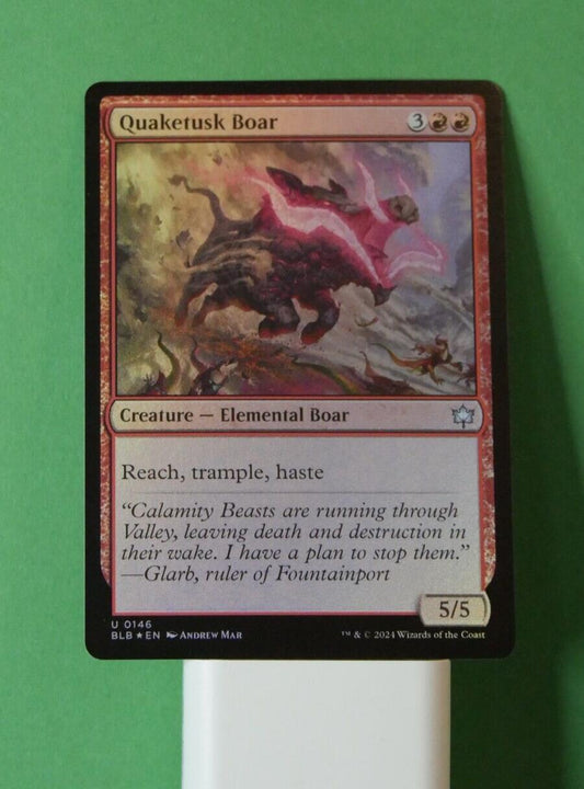 Quaketusk Boar foil Magic the Gathering Bloomburrow red Elemental Boar card