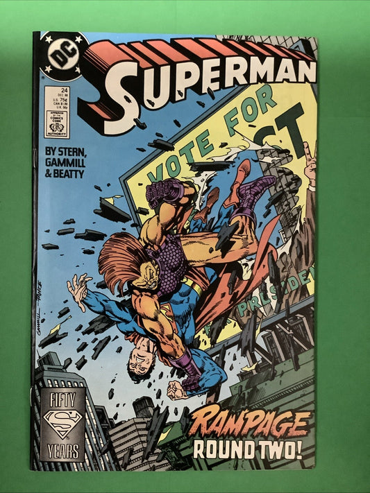 Superman #24 — DC Comics — December 1988 — Rampage Round Two — Direct Edition
