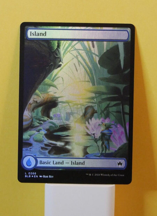 Magic the Gathering Island extended art foil basic land from Bloomburrow set