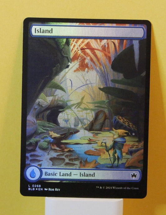 Magic the Gathering Island extended art foil basic land from Bloomburrow set