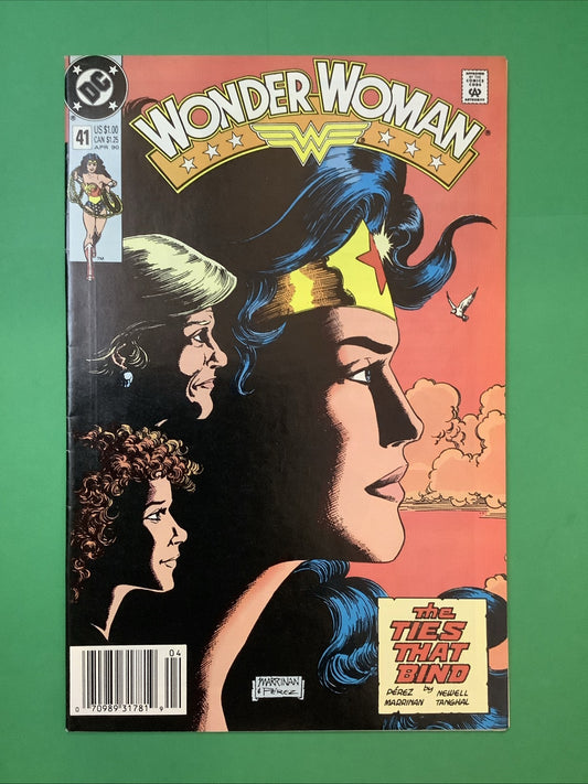 Wonder Woman #41 comic book cover (DC Comics 1990 Newsstand Edition)
