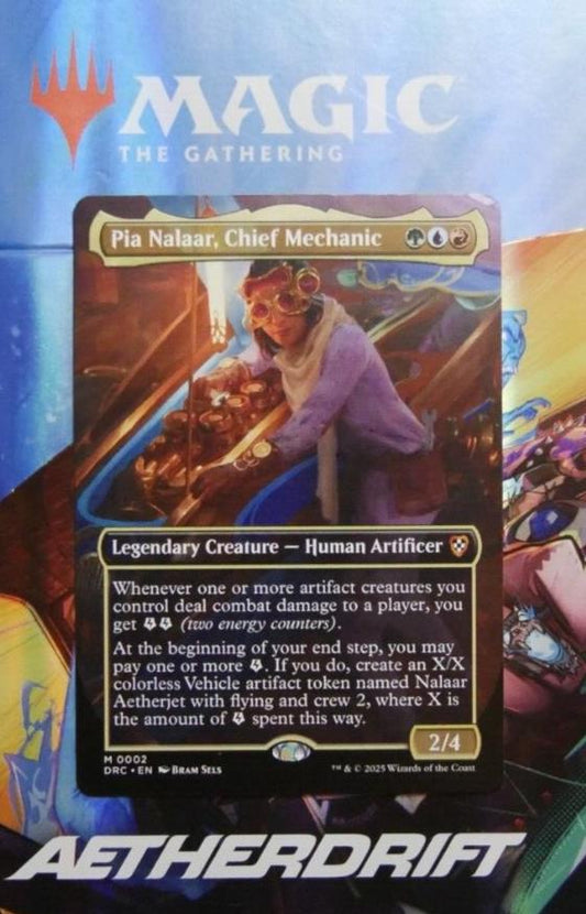 Pia Nalaar Chief Mechanic extended art legendary MTG card from Aetherdrift
