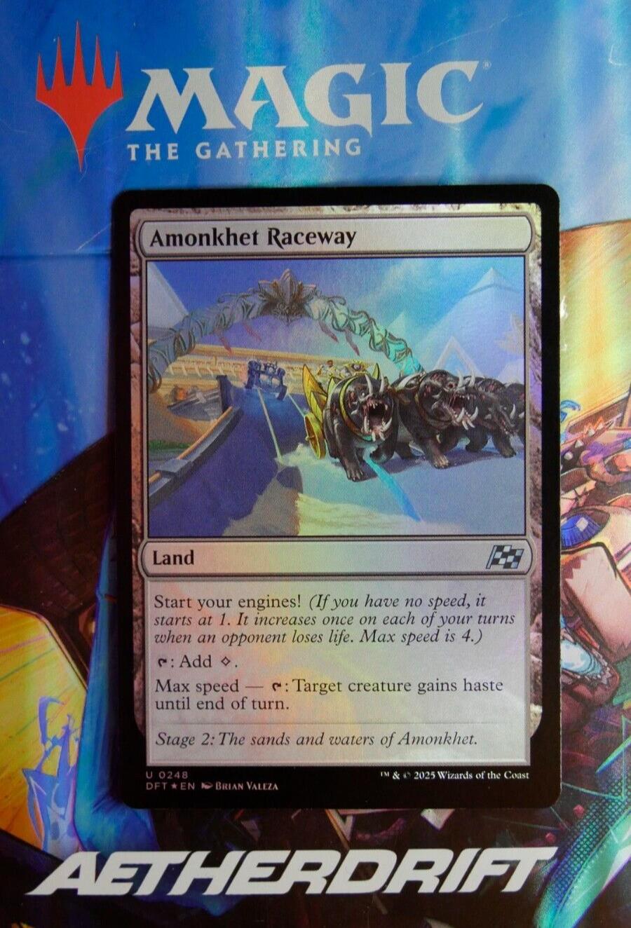 Amonkhet Raceway Foil DFT 248 MTG card. Foil utility land from Aetherdrift.