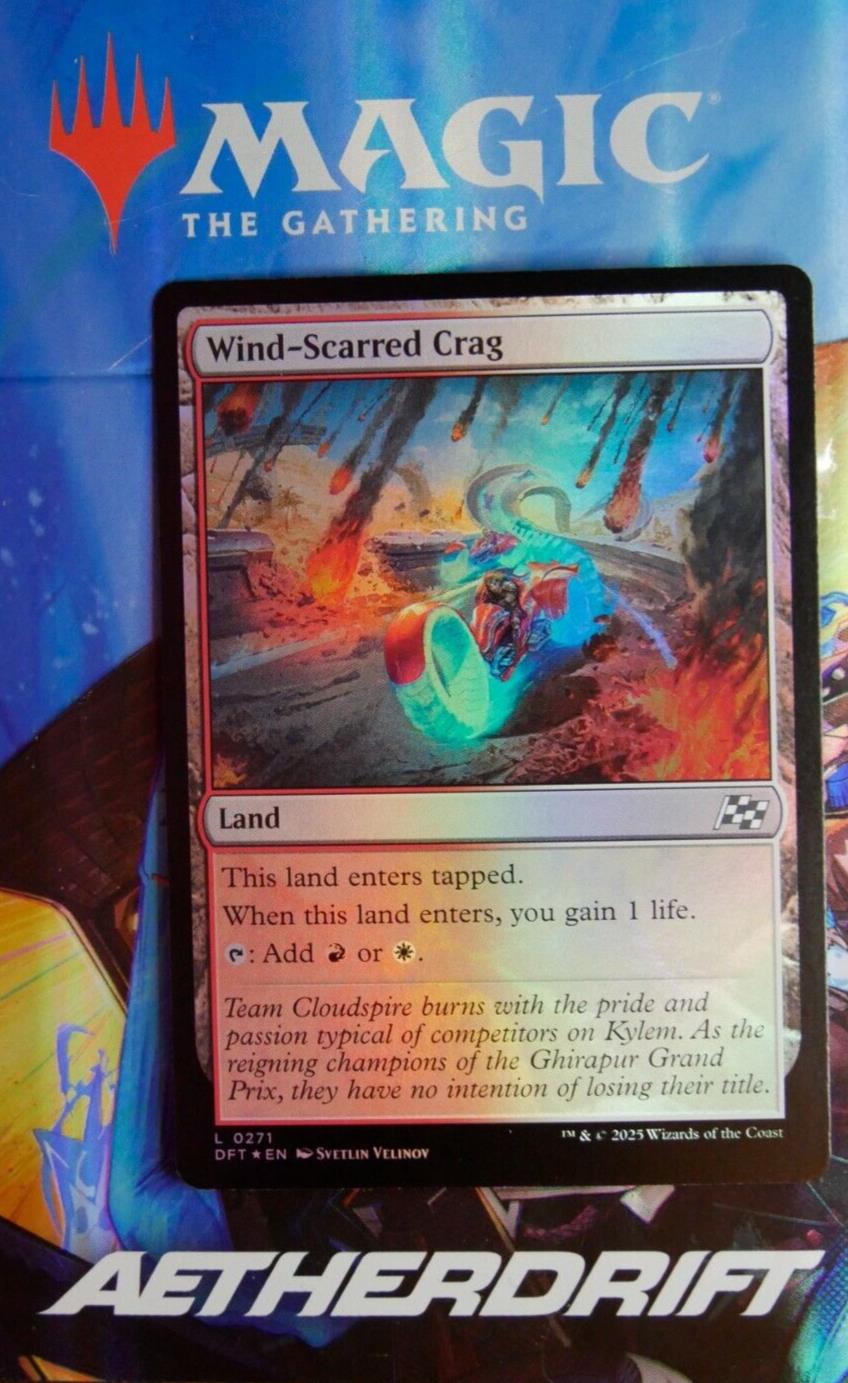 Wind-Scarred Crag Foil DFT 271 MTG card. Foil dual land from Aetherdrift.
