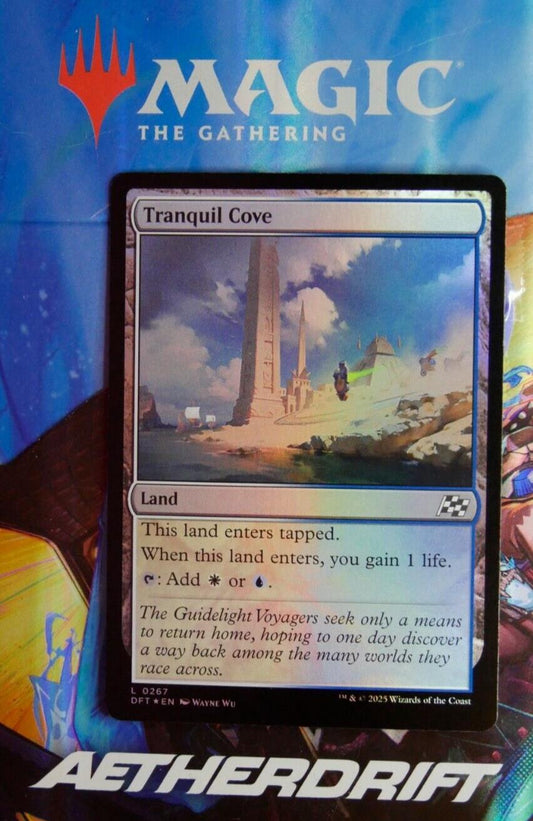 Tranquil Cove Foil DFT 267 MTG card. Foil dual land from Aetherdrift.