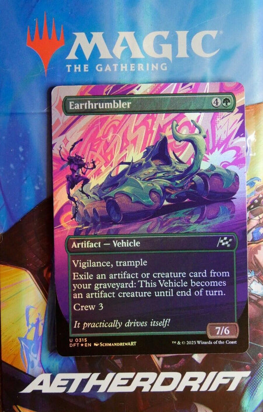 Earthrumbler extended art foil MTG Aetherdrift DFT 315 rare Vehicle artifact card from DM Vault Co