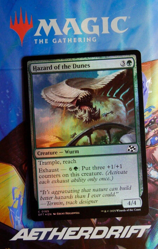 Hazard of the Dunes foil MTG Aetherdrift DFT 165 green Wurm creature card from DM Vault Co