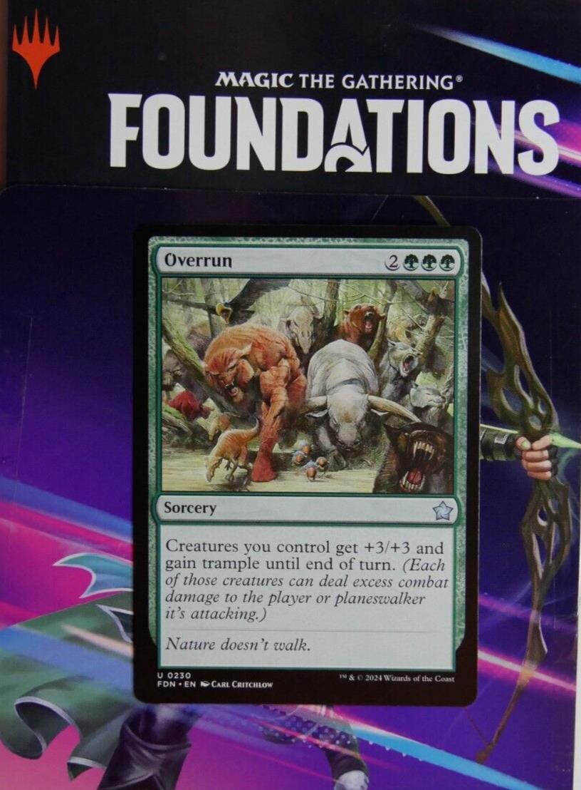 Overrun FDN 230 from Foundations. MTG finisher sorcery card available from DM Vault Co.