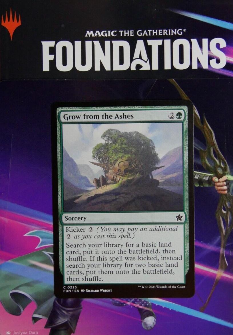 Grow from the Ashes FDN 225 from Foundations. MTG ramp spell available from DM Vault Co.
