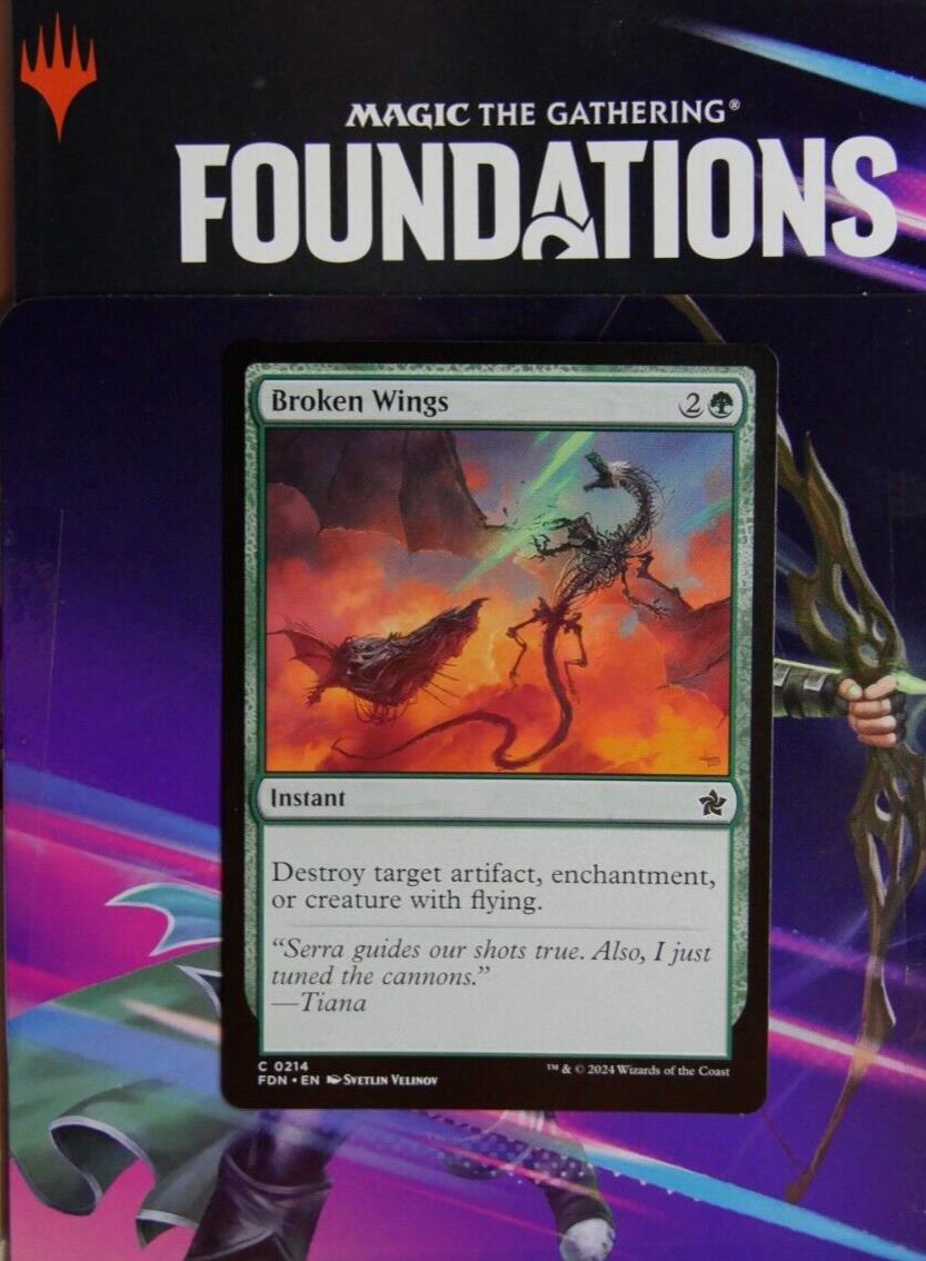 Broken Wings regular finish MTG Foundations FDN 214 green instant removal card from DM Vault Co