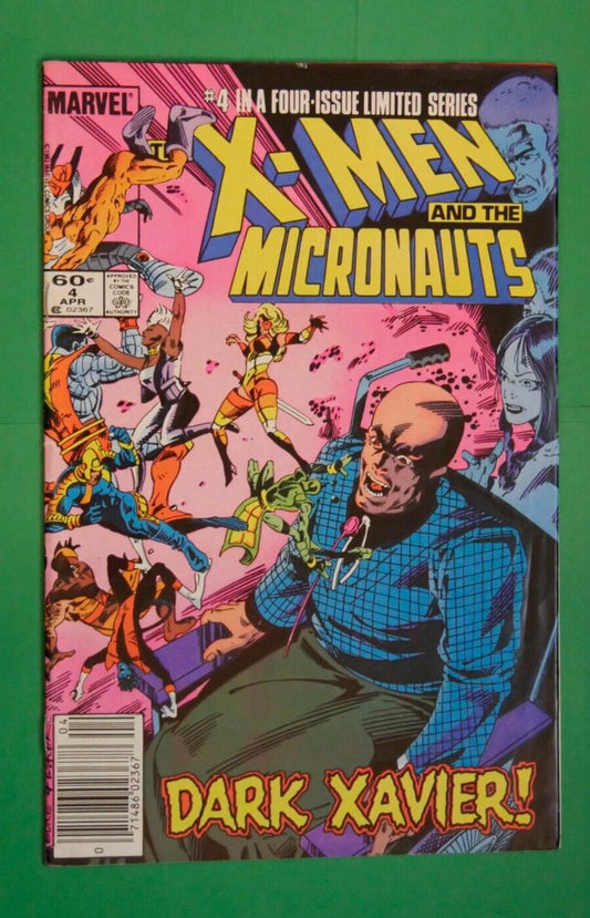 X-Men and the Micronauts #4 (1984) Marvel Comics comic book cover featuring Professor X, the X-Men and the Micronauts