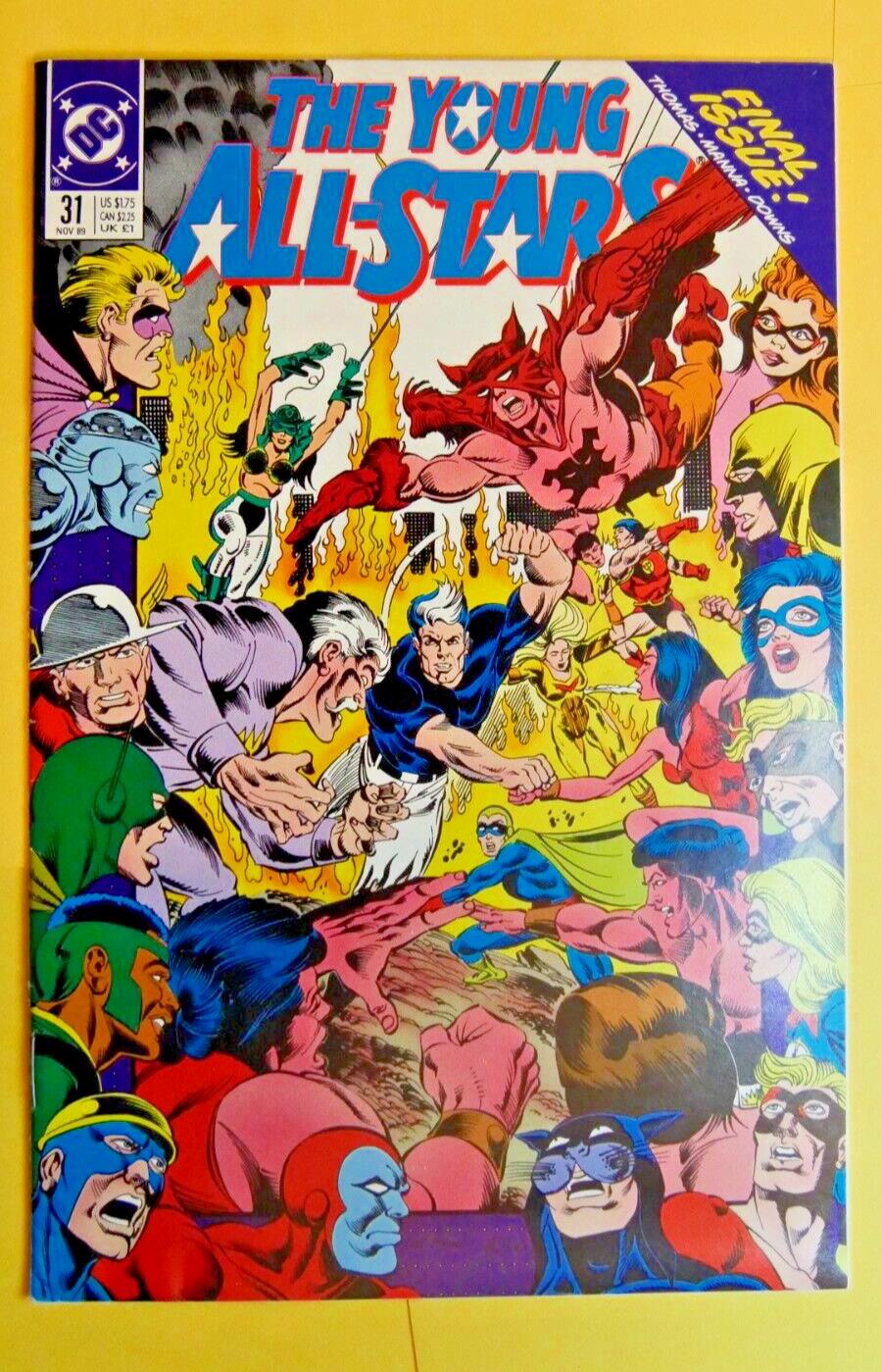 The Young All-Stars #31 (1989) DC comic book cover featuring team battle