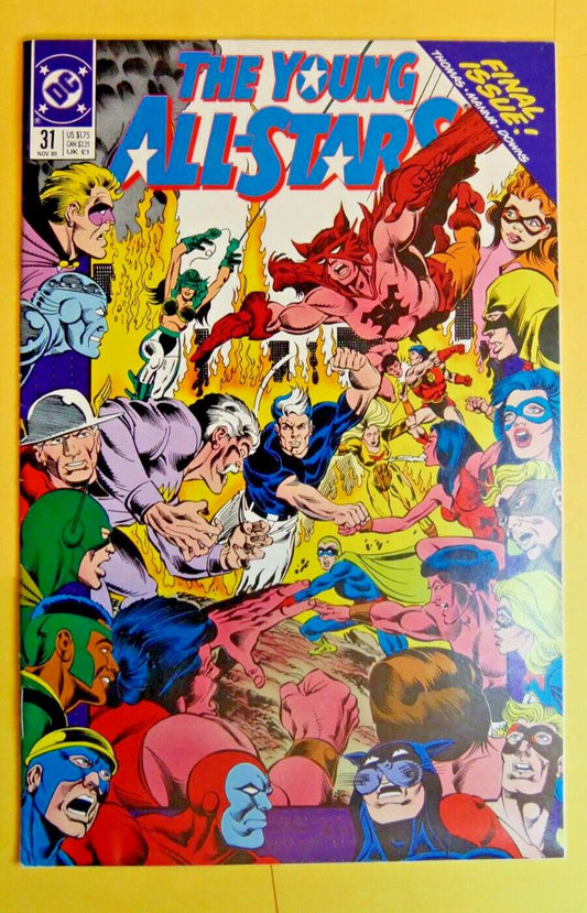 The Young All-Stars #31 (1989) DC comic book cover featuring team battle