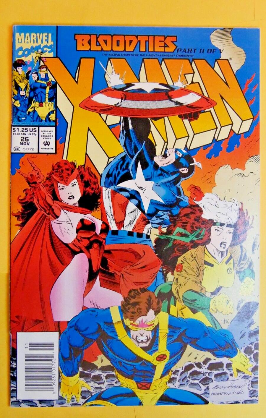 X-Men Vol 2 #26 1993 Bloodties Part 2 Marvel comic cover featuring Captain America and Cyclops