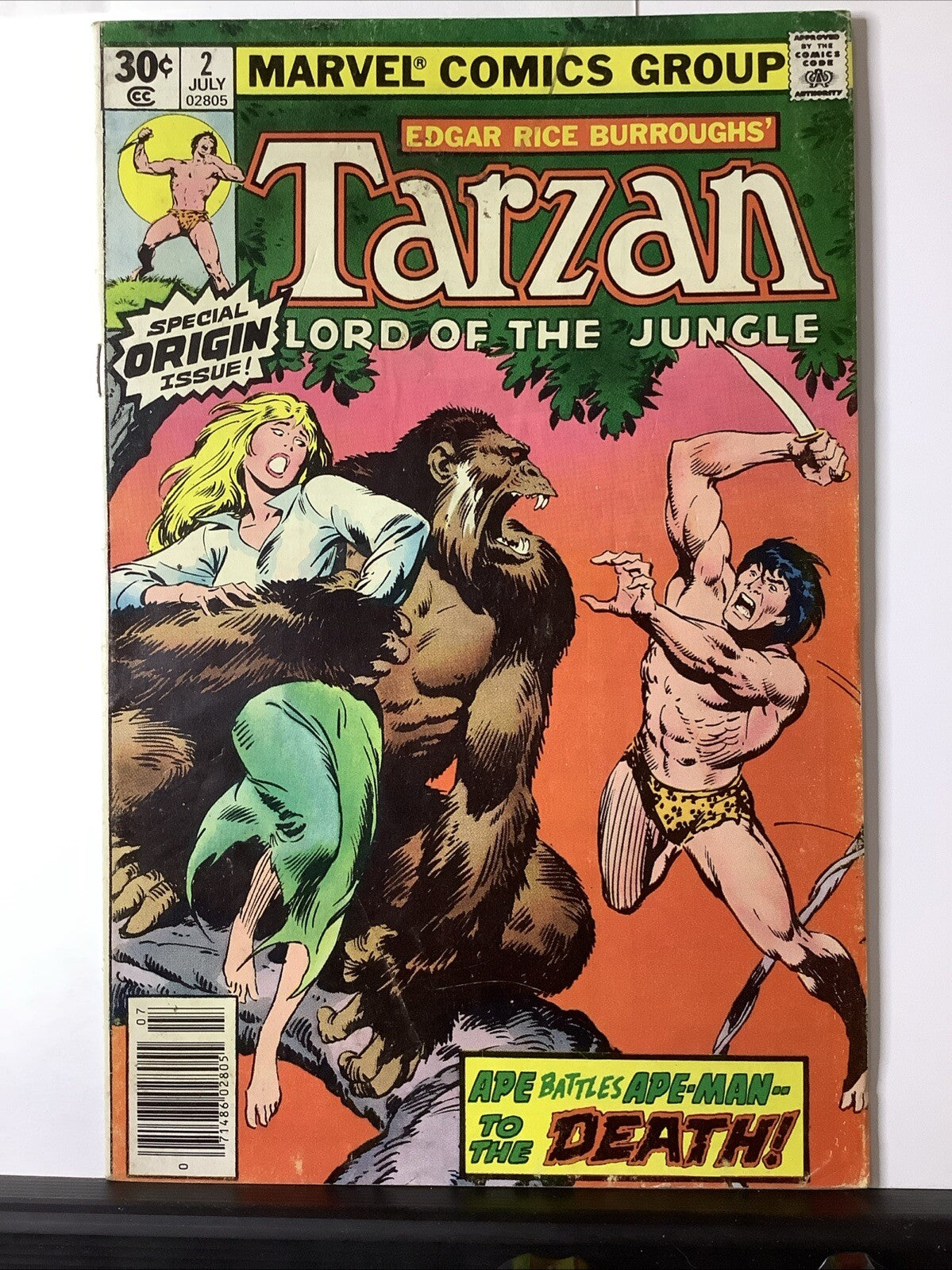 Tarzan Lord of the Jungle #2 comic book cover (Marvel Comics 1977)
