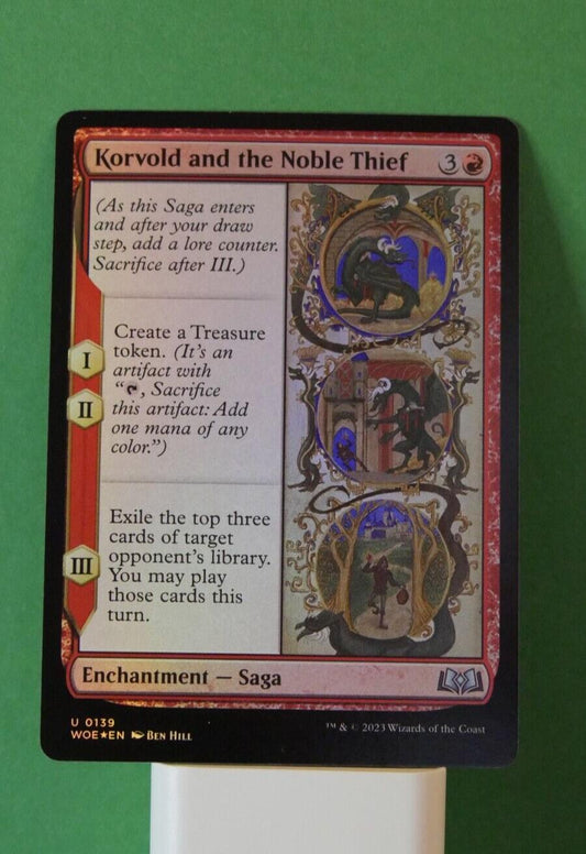 Korvold and the Noble Thief foil enchantment saga MTG Wilds of Eldraine card