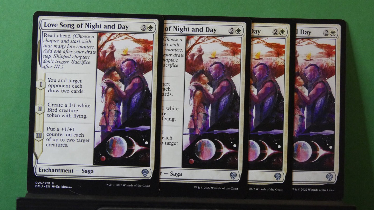 Love Song of Night and Day DMU 025 Magic the Gathering white Saga playset of four cards.