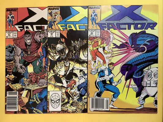 X-Factor #40 #41 #42 (1989) Marvel comic book covers featuring team lineup