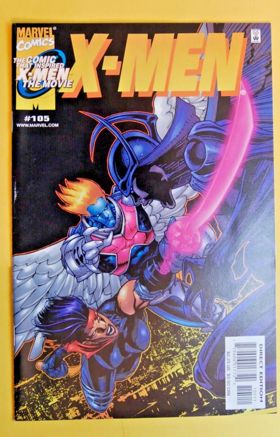 X-Men #105 (2000) Marvel Comics comic book cover featuring Archangel and Nightcrawler.