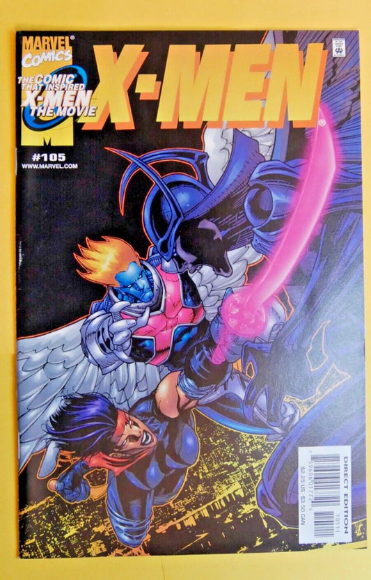X-Men #105 (2000) Marvel Comics comic book cover featuring Archangel and Nightcrawler.