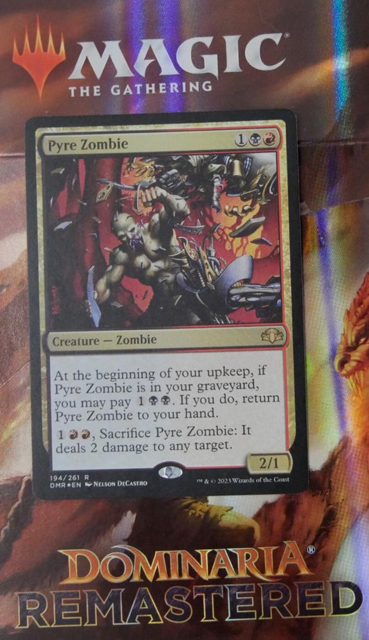 Foil Magic: The Gathering card Pyre Zombie from Dominaria Remastered, DMR 194/261.
