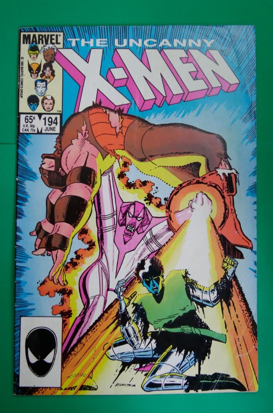 The Uncanny X-Men #194 (1985) Direct Edition cover with Nimrod attacking the X-Men
