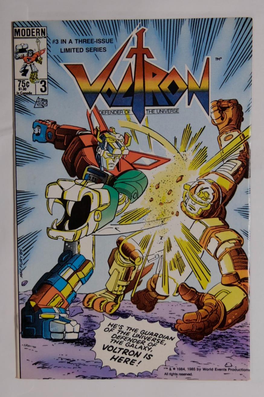 Voltron #3 comic book cover (Modern Comics 1985)