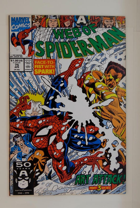 Web of Spider-Man #75 (1991) Direct Edition — Team-Up with Captain America, Thor, and Iceman