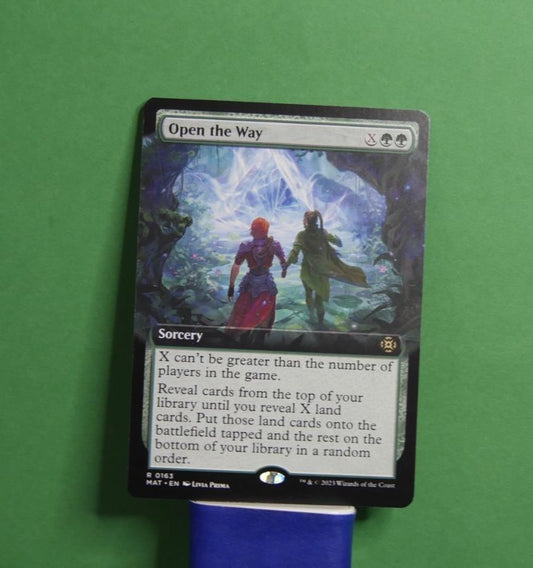 Open the Way Extended Art MTG card from March of the Machine: The Aftermath, Rare Sorcery 163.
