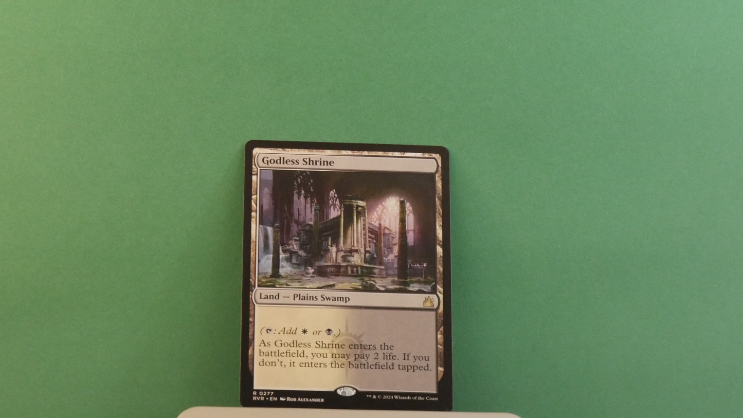 Godless Shrine Magic: The Gathering card from Ravnica Remastered, regular version.
