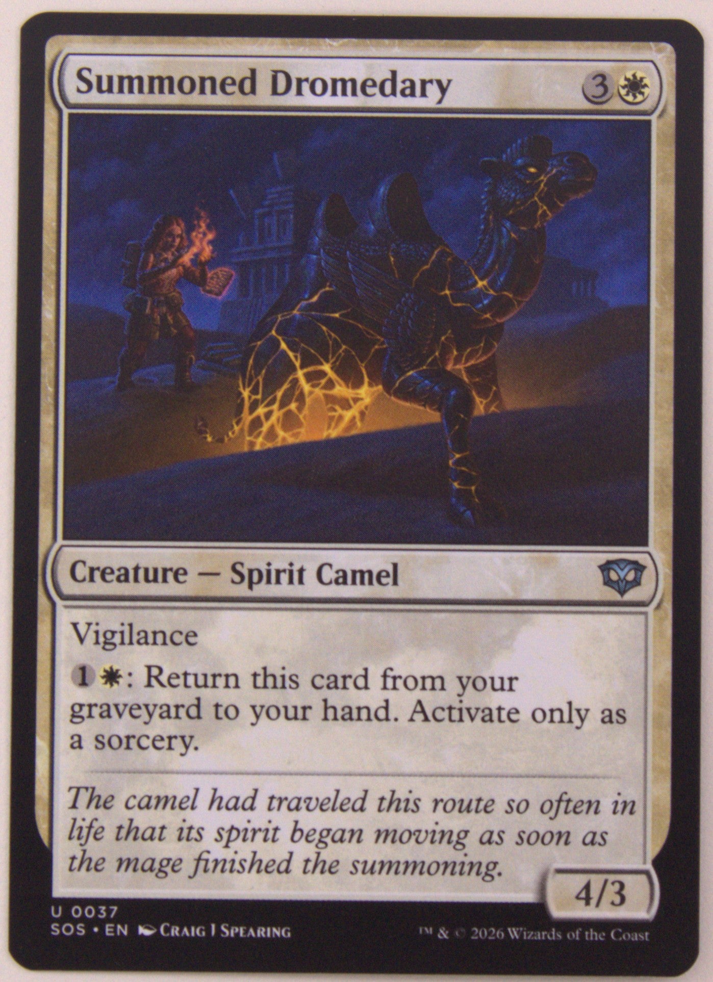Summoned Dromedary MTG card SOS 0037 Spirit Camel vigilance recursion ability