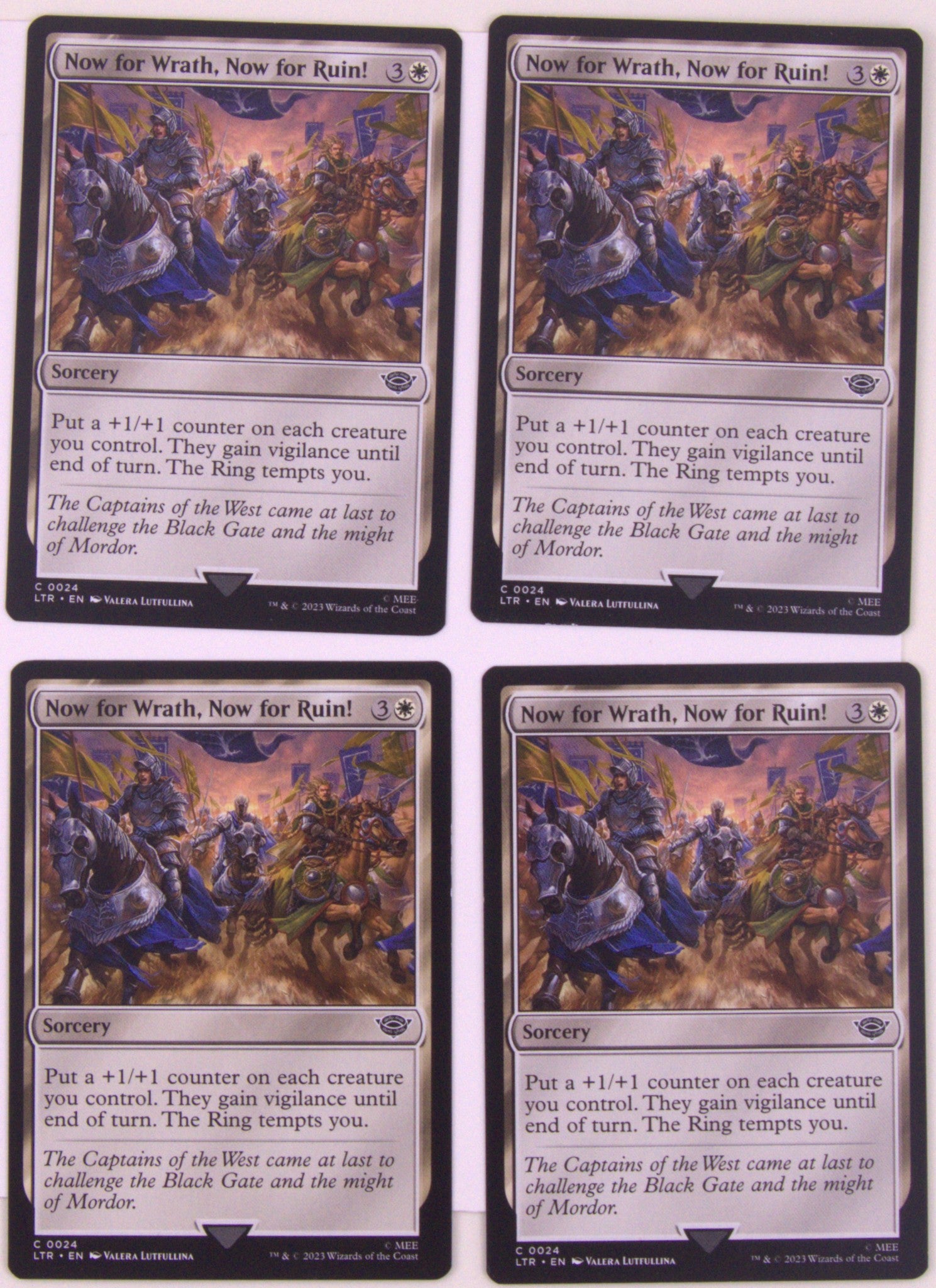 Now for Wrath Now for Ruin x4 regular finish from LOTR MTG LTR 0024 card lot by DM Vault Co