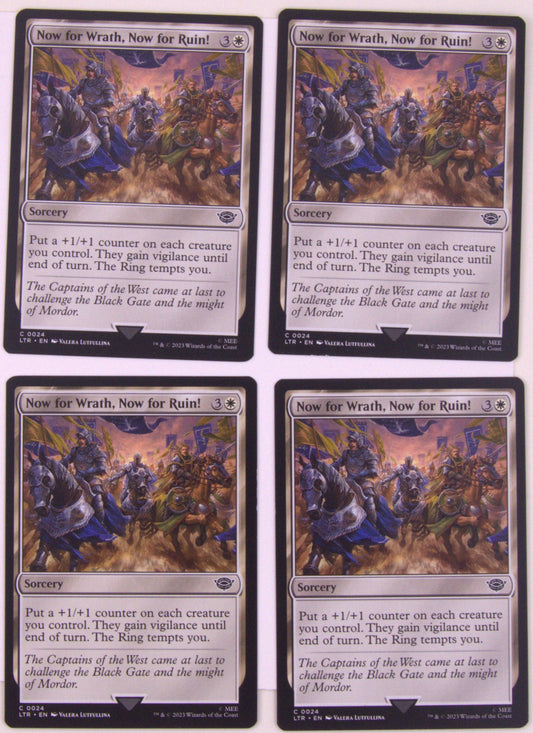 Now for Wrath Now for Ruin x4 regular finish from LOTR MTG LTR 0024 card lot by DM Vault Co
