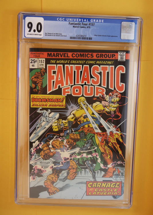 Fantastic Four #157 (Marvel Comics April 1975) Silver Surfer/Doctor Doom CGC 9.0