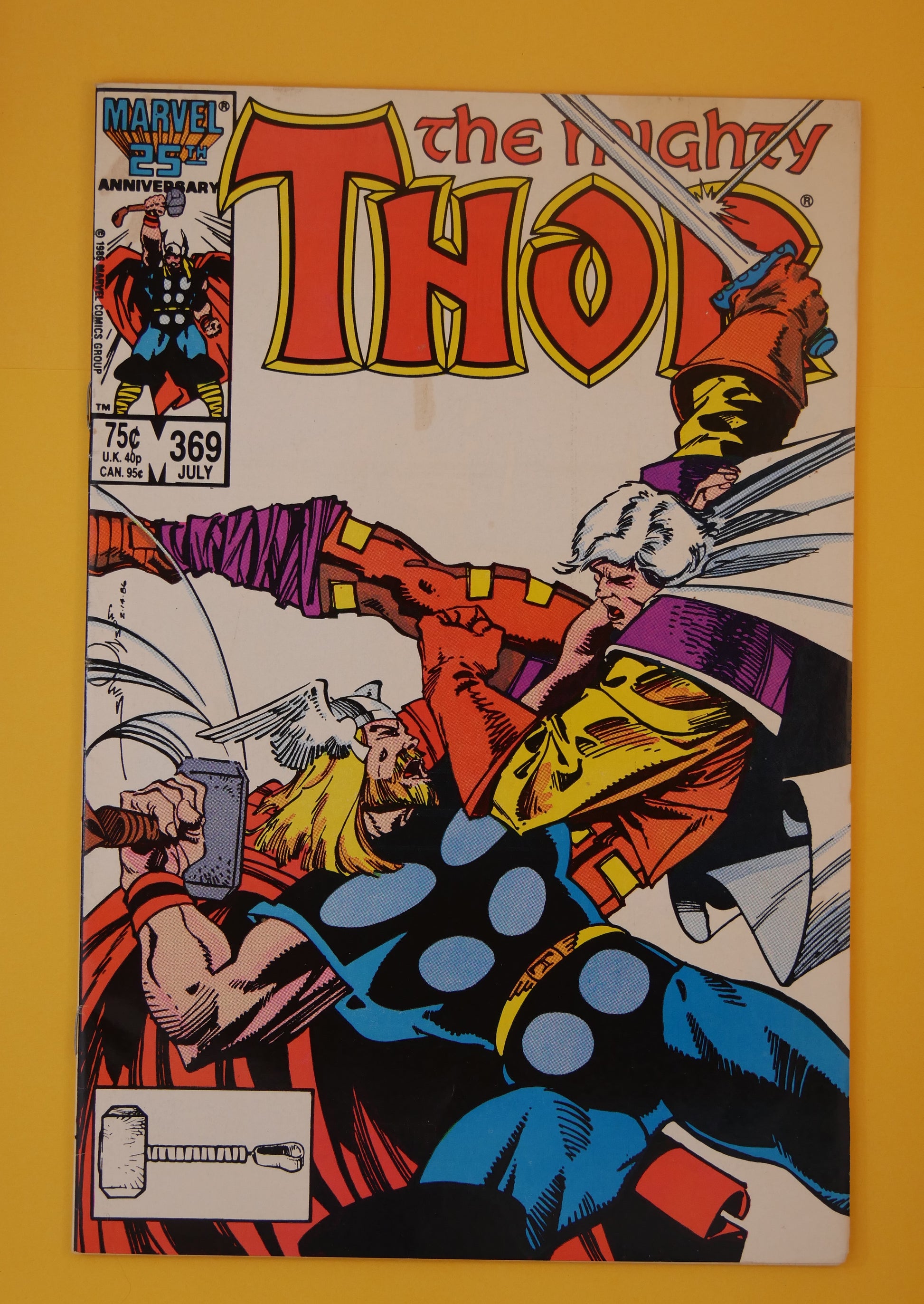 The Mighty Thor #369 (1986) Direct Edition – Walt Simonson cover, Throg storyline continuation
