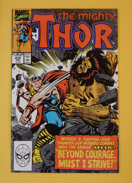 The Mighty Thor #414 (1990) Direct Edition – Thor battling Ulik cover art
