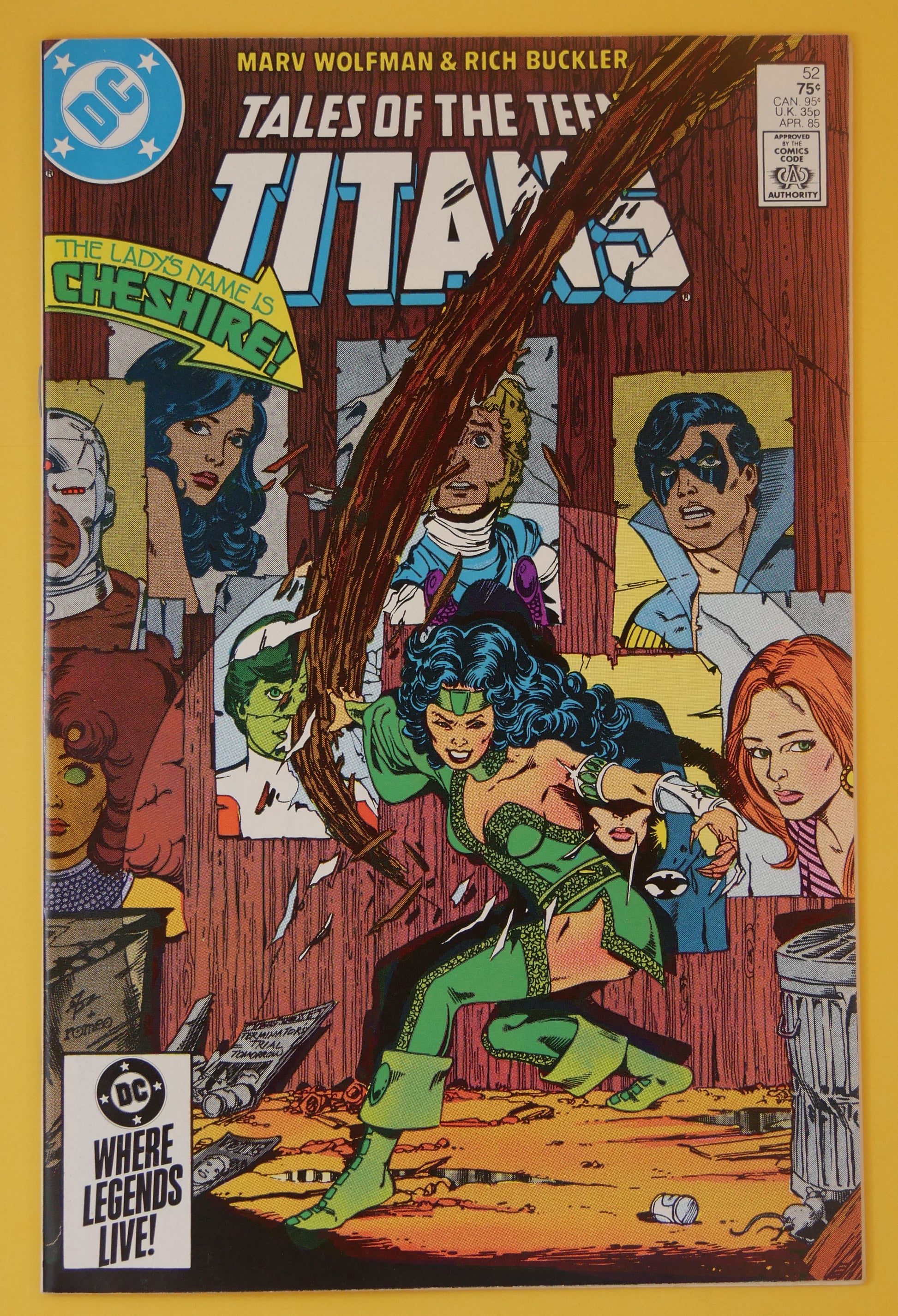 Tales of the Teen Titans #52 comic book cover with Cheshire (DC Comics 1985 Direct Edition)
