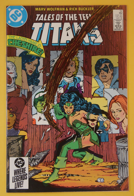 Tales of the Teen Titans #52 comic book cover with Cheshire (DC Comics 1985 Direct Edition)
