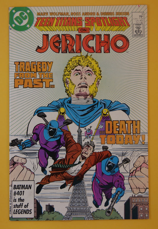 Teen Titans Spotlight on Jericho #3 comic book cover (DC Comics 1986)
